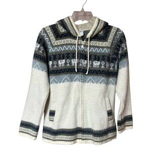 Vintage Aly Marka Wool Knit Hoodie Sweater Jacket Full Zip Small Soft
